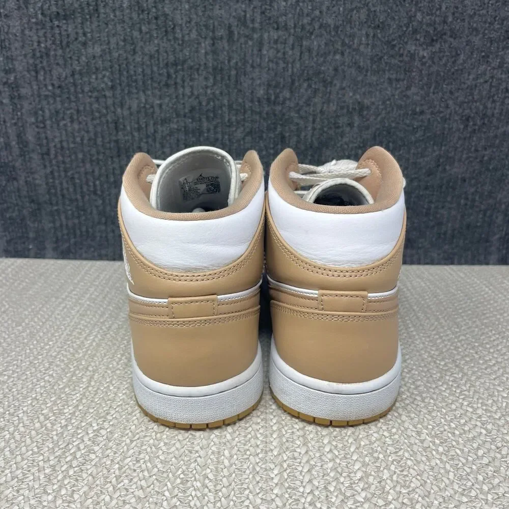 Nike Air Jordan 1 Mid Tan Gum White Athletic Shoes Mens 8.5 554724-271